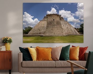 Main temple of the Maya in Uxmal, Mexico. by Erik de Rijk