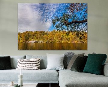 Blick über den See Schmaler Luzin auf die herbstliche Feldberge von Rico Ködder