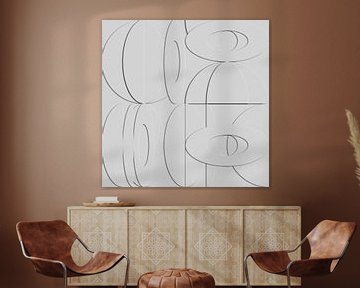 Art géométrique moderne abstrait et minimaliste. Ovales blancs en apparence 3d sur Dina Dankers
