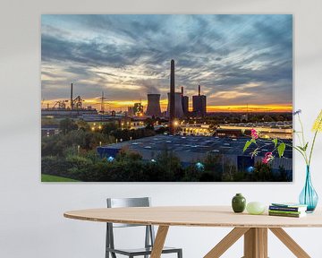Industrie  in Duisburg zons ondergang van Fotografie Arthur van Leeuwen
