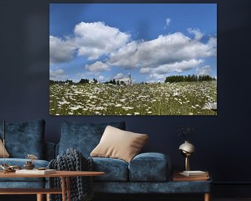 Ein blühendes Feld unter blauem Himmel von Claude Laprise
