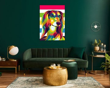 Saluki hondenportret in Pop Art stijl van Lintang Wicaksono