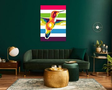 De vliegende kolibrie in pop-artstijl van Lintang Wicaksono