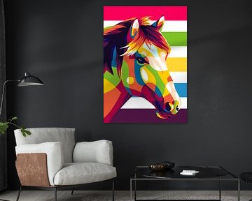 Het boerderijpaardenportret in Pop Art stijl van Lintang Wicaksono