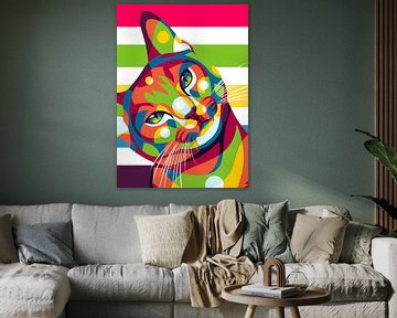De schattige kat staart in Pop Art stijl van Lintang Wicaksono