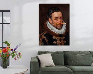 Portret van Willem I, prins van Oranje door Adriaen Thomas met potlood van Maarten Knops