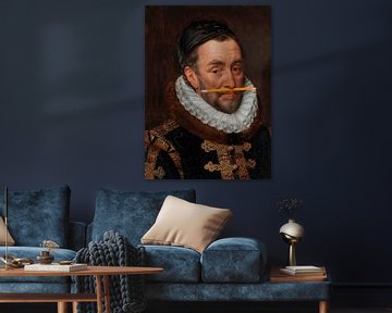 Portret van Willem I, prins van Oranje door Adriaen Thomas met potlood van Maarten Knops