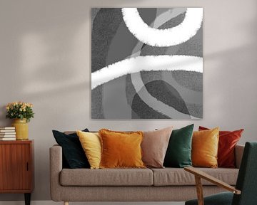 Abstract pastel shapes in black and white by Dina Dankers