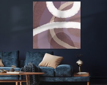 Abstracte pastelvormen in paars, bruin en wit van Dina Dankers
