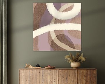 Abstracte pastelvormen in beige, roze, paars en gebroken wit van Dina Dankers