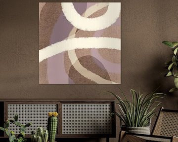 Abstract pastel shapes in beige, pink, purple and off white by Dina Dankers