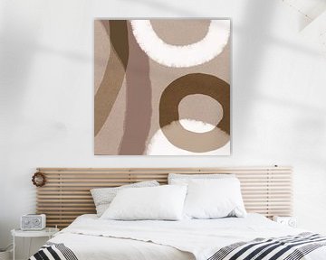 Abstracte pastelvormen in beige, bruin en wit van Dina Dankers
