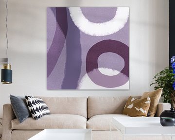 Abstracte pastelvormen in paars, lila en wit van Dina Dankers