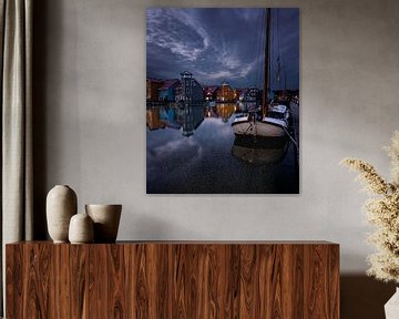 Bunte Häuser am Reitdiephaven in Groningen
