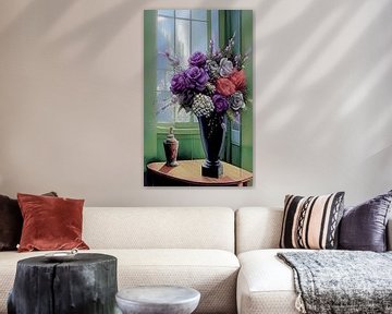 Purple flowers for the green window by Niek Traas