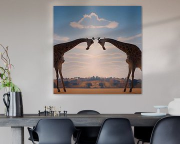 Giraffe Love Landscape by PsyBorgArt