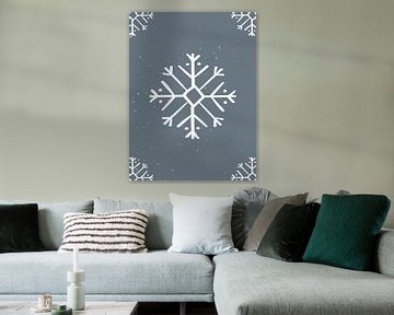 Snowflake - Blauwe Kerst Poster en Print van MDRN HOME