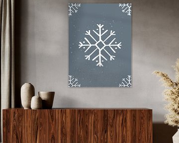 Snowflake - Blauwe Kerst Poster en Print van MDRN HOME