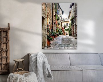 Pittoreske straat Pienza Toscane van Dorothy Berry-Lound