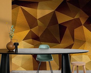 Abstract modern geometry. Triangles in gold, copper and brown. by Dina Dankers