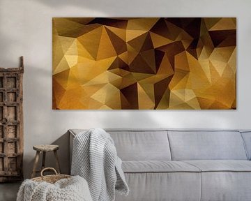 Abstracte geometrie. Driehoeken in goud, koper en bruin. van Dina Dankers