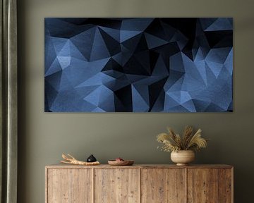 Abstracte geometrie. Driehoeken in blauw en zwart. van Dina Dankers
