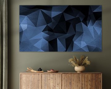 Abstracte geometrie. Driehoeken in blauw en zwart. van Dina Dankers
