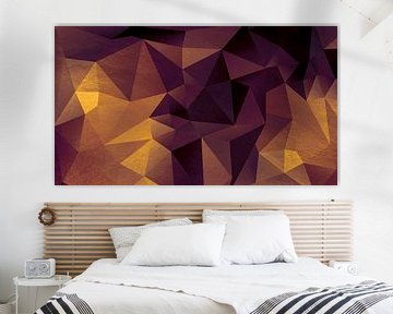 Abstracte geometrie. Driehoeken in goud, koper, paars en bruin. van Dina Dankers
