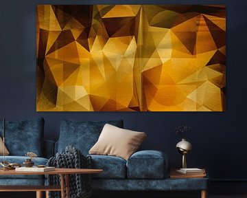 Abstracte geometrie. Driehoeken en cirkels in goud, koper en bruin. van Dina Dankers