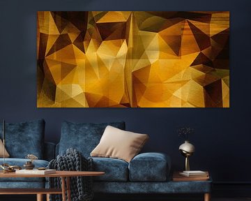 Abstracte geometrie. Driehoeken en cirkels in goud, koper en bruin. van Dina Dankers