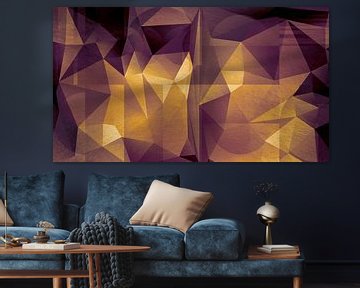 Abstrakte Geometrie. Dreiecke und Kreise in Gold, Kupfer und Lila. von Dina Dankers