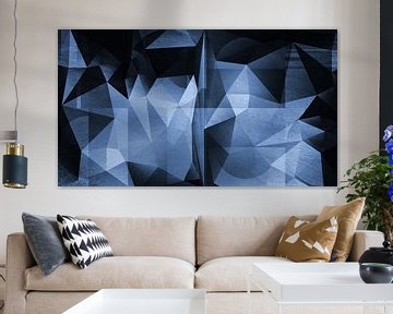 Abstract geometrisch patroon met driehoeken in blauw en zwart van Dina Dankers