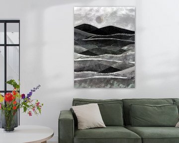 Scandinavisch landschap monochroom van Mad Dog Art