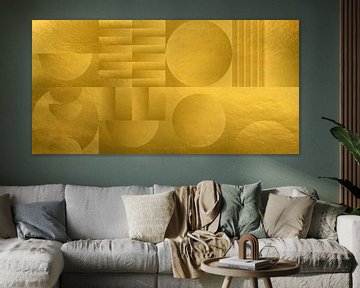Abstract geometric shapes in gold. Retro geometry nr. 3 by Dina Dankers
