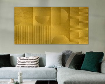 Abstracte geometrische vormen in goud. Retro geometrie nr. 7 van Dina Dankers