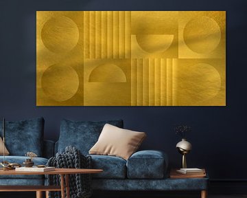 Abstracte geometrische vormen in goud. Retro geometrie nr. 9 van Dina Dankers