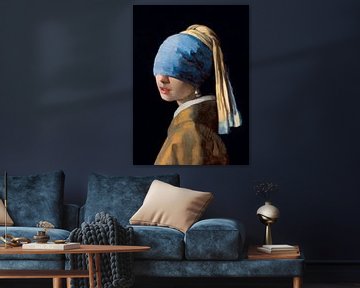 Girl with a Pearl Earring and a "wardrobe malfunction. Cropped version. by Maarten Knops