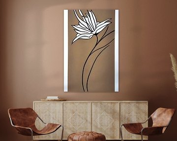 Gestileerde witte bloem met beige achtergrond van Lily van Riemsdijk - Art Prints with Color