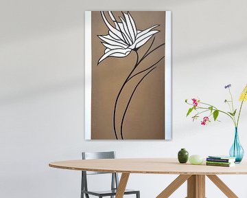 Gestileerde witte bloem met beige achtergrond van Lily van Riemsdijk - Art Prints met Kleur