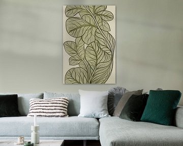 Botanische print - decoratieve organische blad patronen in mosgroen aardetinten van Lily van Riemsdijk - Art Prints met Kleur