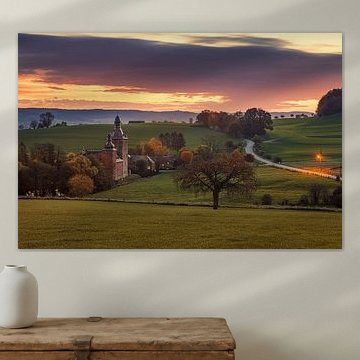 Autumn and sunrise at Beusdael Castle