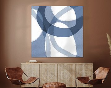 Bellus. Modern abstract organic geometry in blue and white by Dina Dankers