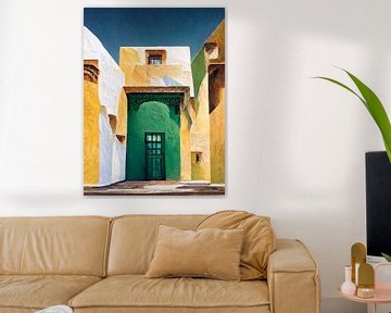 Spanische weiße Stadt, Pueblos Blancos, Alhambra, Geometrie, weiße Gebäude, minimalistisch, Malerei von Color Square