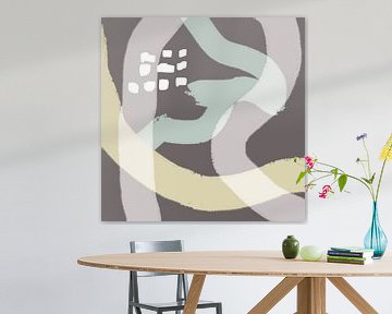 Abstracte pastelkunst in Wild Wonder kleuren in taupe, beige, groen, bruin van Dina Dankers