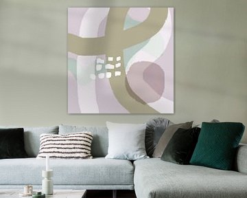 Abstract pastel art in Wild Wonder colors in pink, green and beige by Dina Dankers