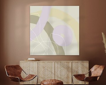 Abstract pastel art in Wild Wonder colors in beige, sand and light purple by Dina Dankers