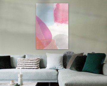 Abstrakte Collage auf einem aquarellierten Hintergrund von Studio Allee