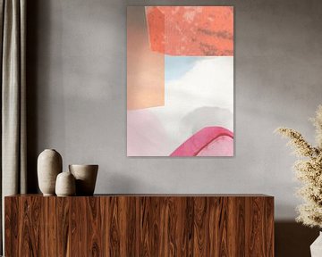 Abstrakte Collage auf einem aquarellierten Hintergrund von Studio Allee