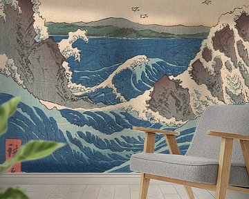 Japanse kunst. Ukiyo-e. Zeegezicht vintage woodblock print. van Dina Dankers