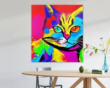 Portret van een kat VIII - kleurrijk popart graffiti van Lily van Riemsdijk - Art Prints with Color